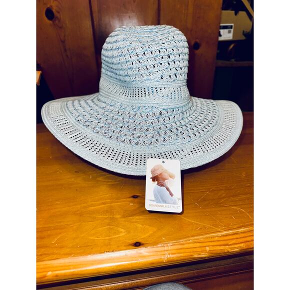 NWT LIGHT BLUE PAPER STRAW PANAMA HAT - Picture 1 of 5